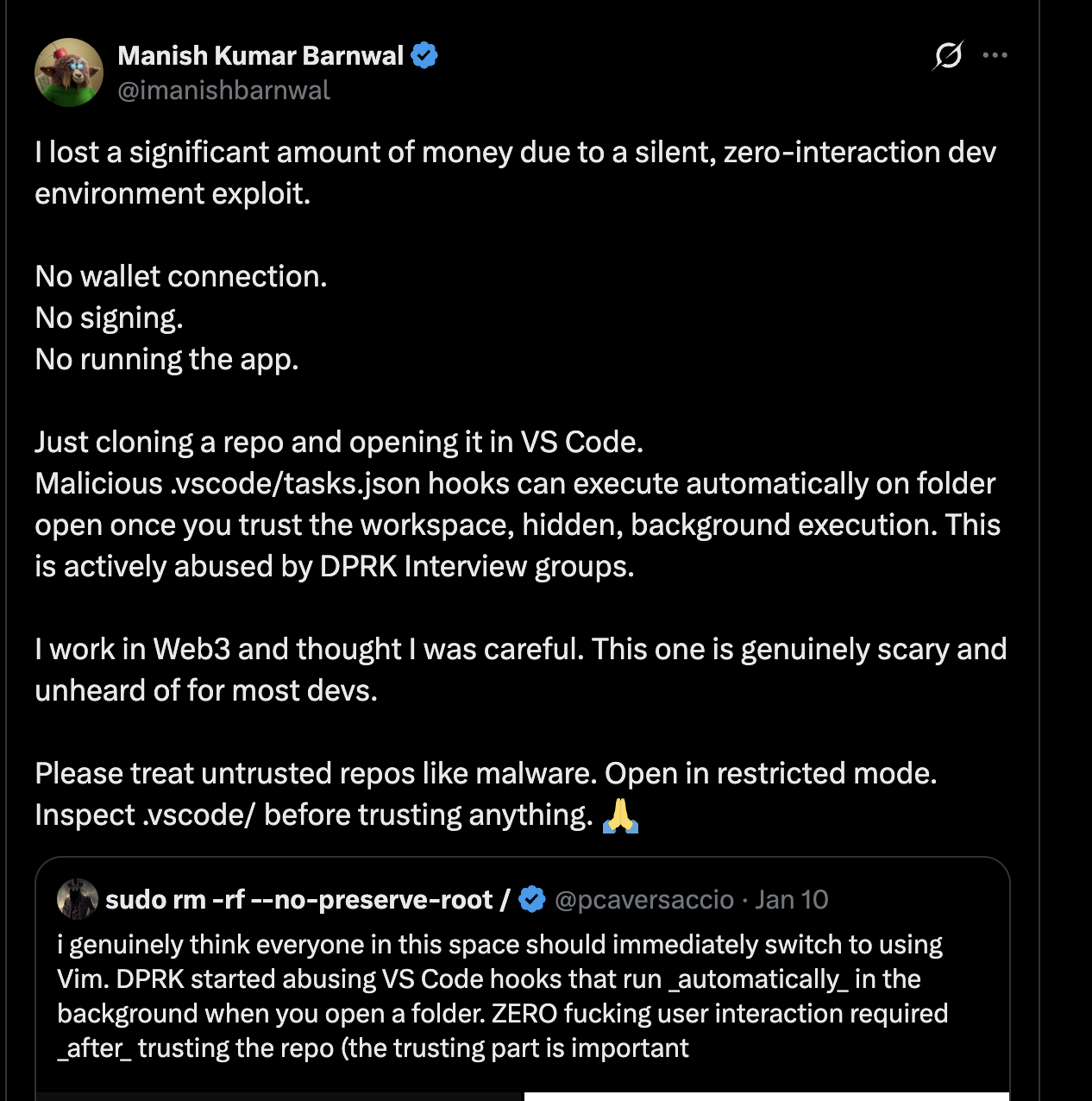 Developer lost money from silent dev environment exploit